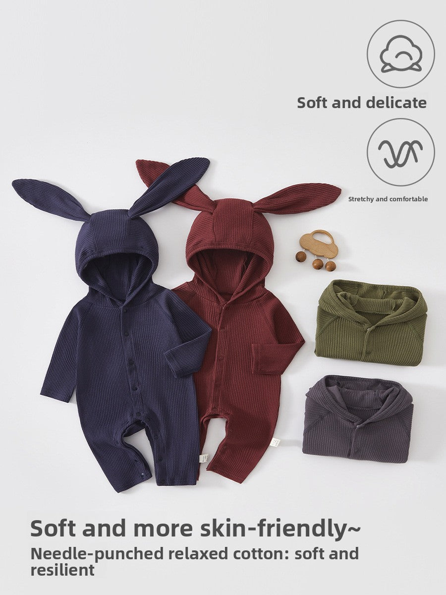 Baby hooded jumpsuit with rabbit ears