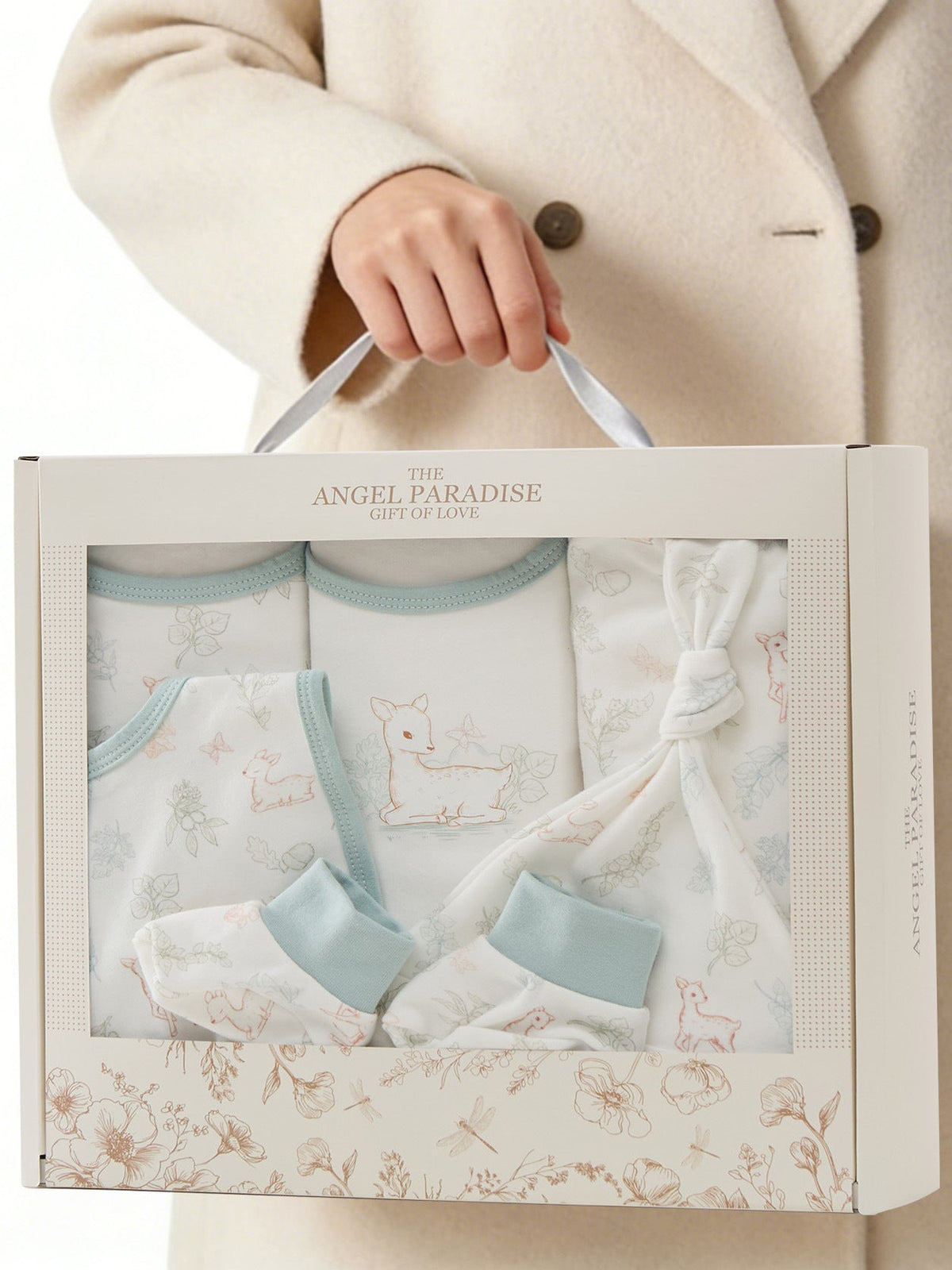 Newborn starter clothing set in combed cotton