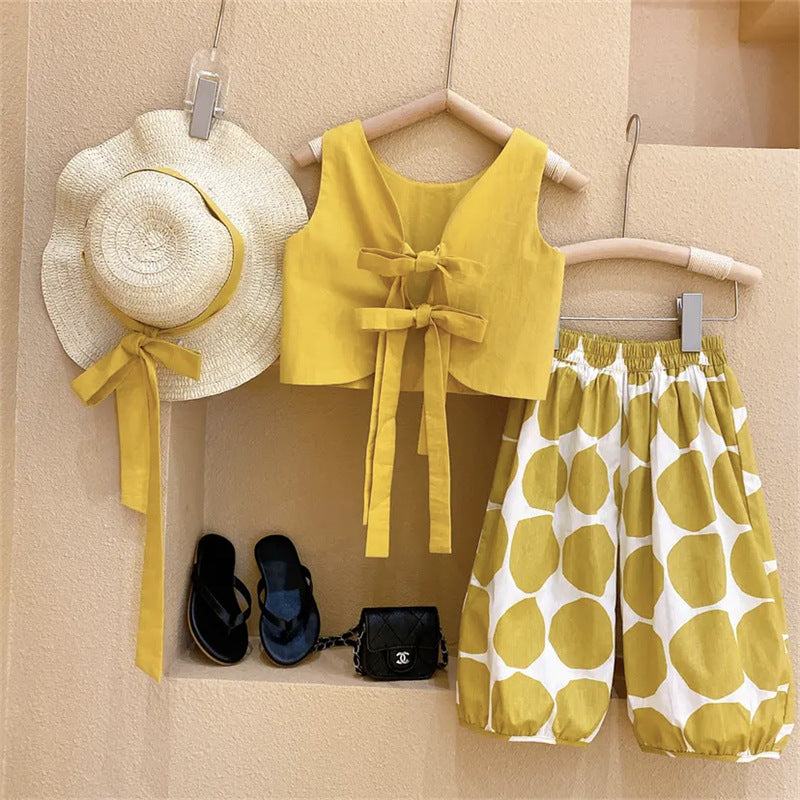 Girls cotton vest and bloomers summer set