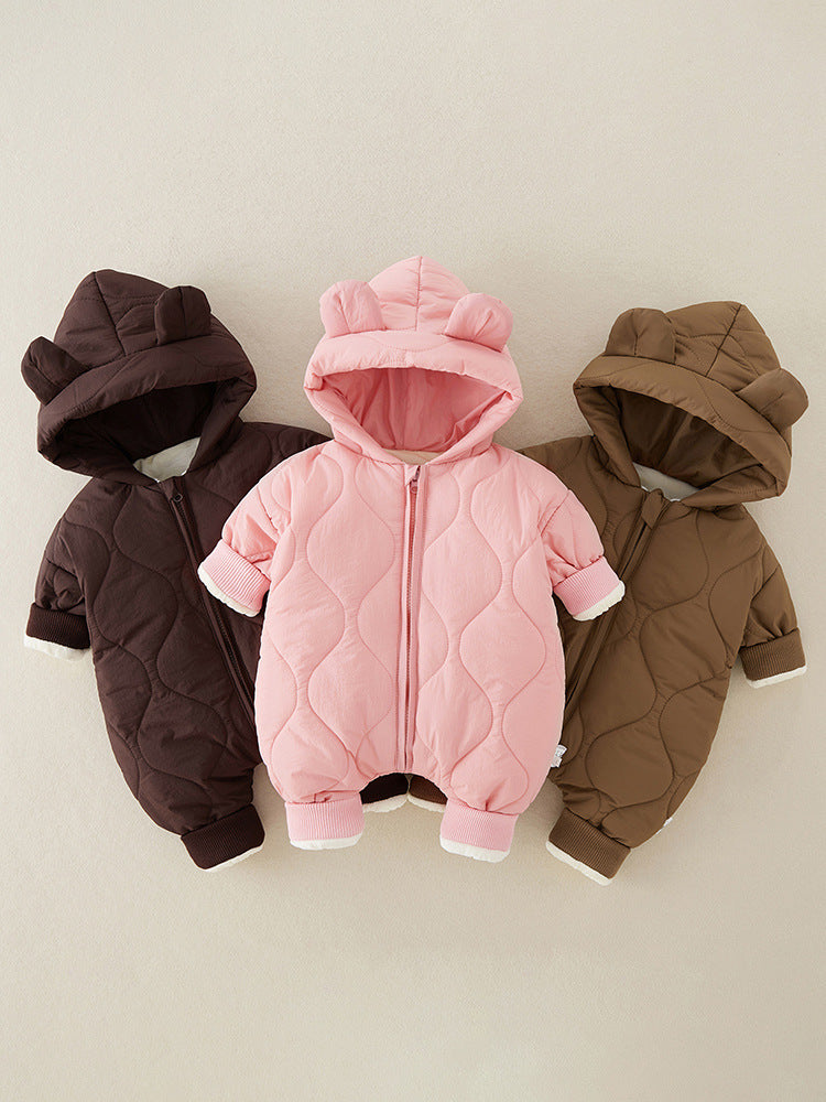 Thick hooded baby winter jumpsuit