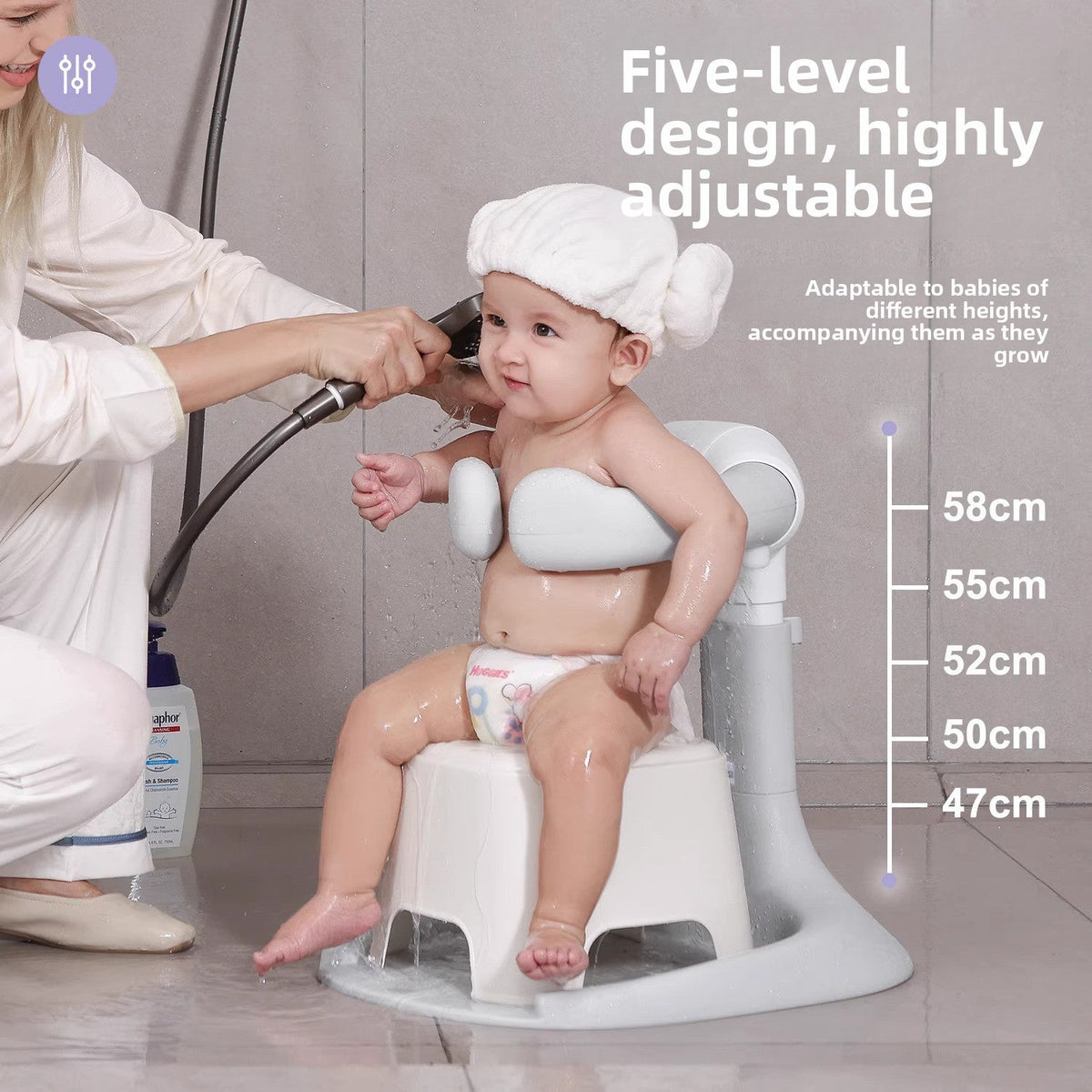 Adjustable foldable baby bath stand
