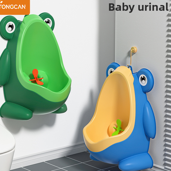 Frog-shaped wall-mounted potty urinal for boys