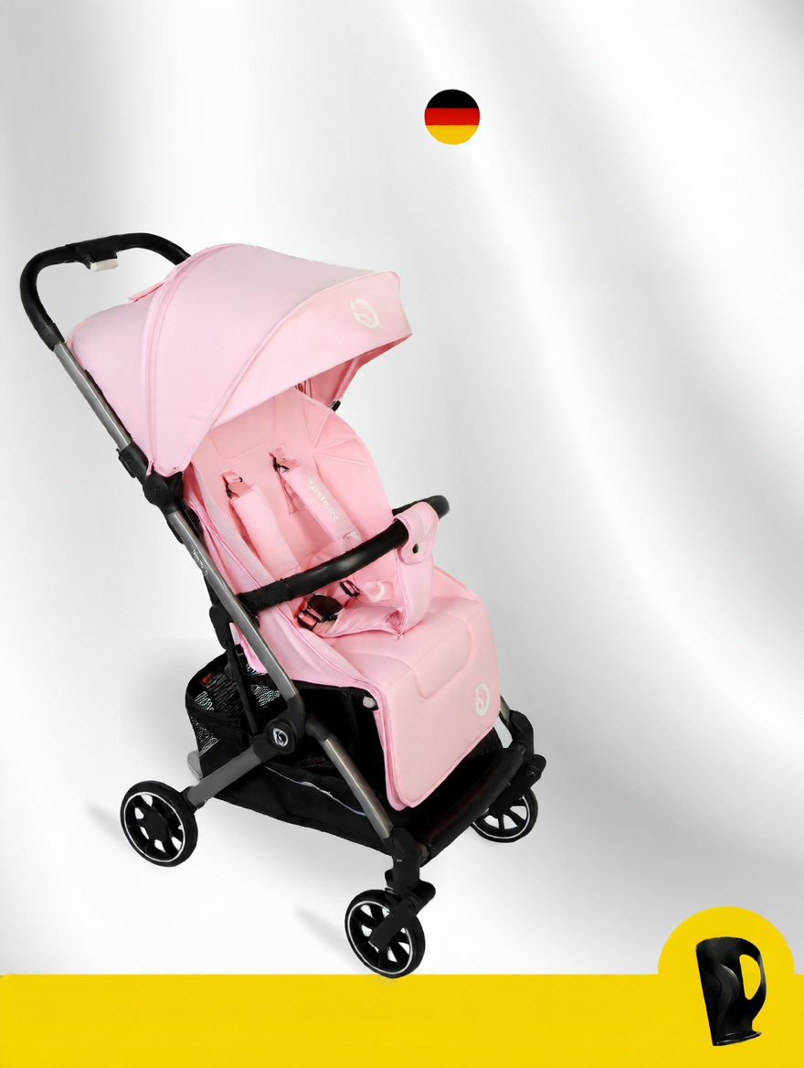 Lightweight baby stroller with one-hand fold