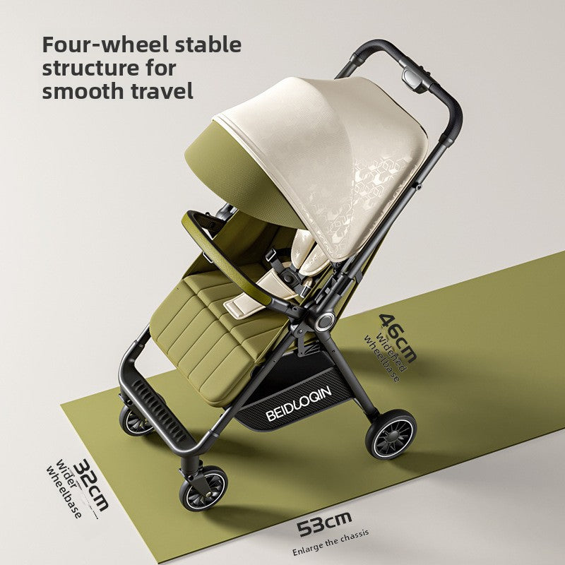 Folding baby stroller with two-way push handle