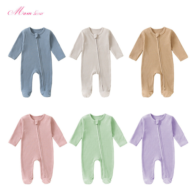 Classic zip-up cotton baby jumpsuit
