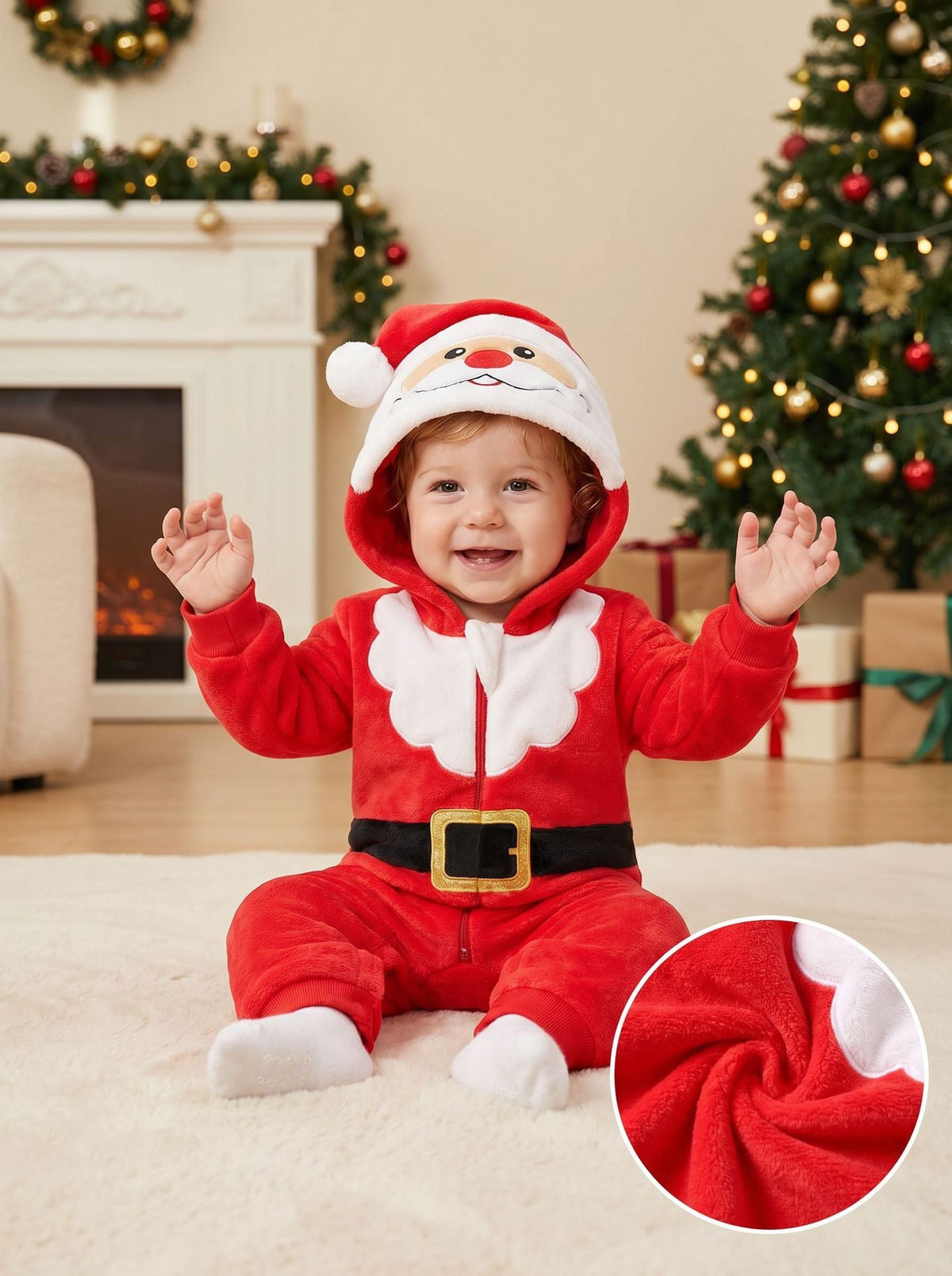 Red Santa baby jumpsuit for Christmas