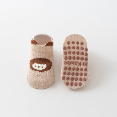 Non-Slip Socks - Khaki Monkey / S