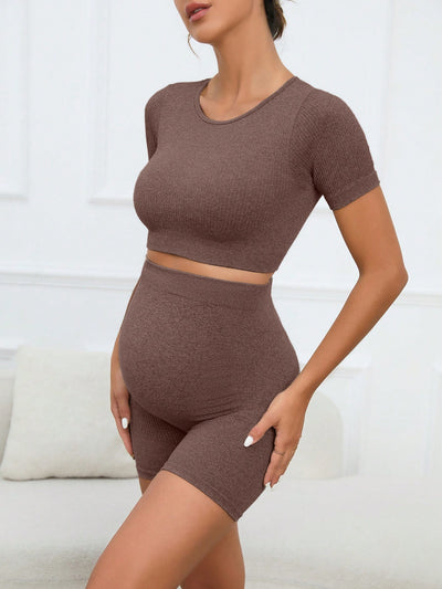Maternity Yoga Set - Chocolate Brown Set / S