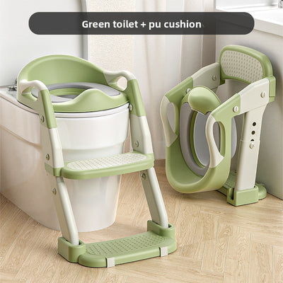 Potty Training Seat - Three-in-one green pu cushion toilet