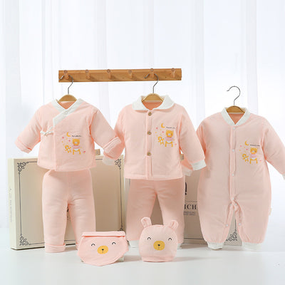 Padded Cotton Suit - Pink Bear 3pcs / 0-4 Months