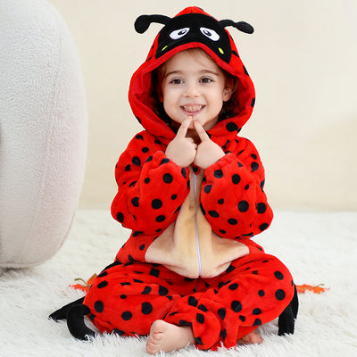Animal Flannel Onesie - Red Ladybug / 70cm