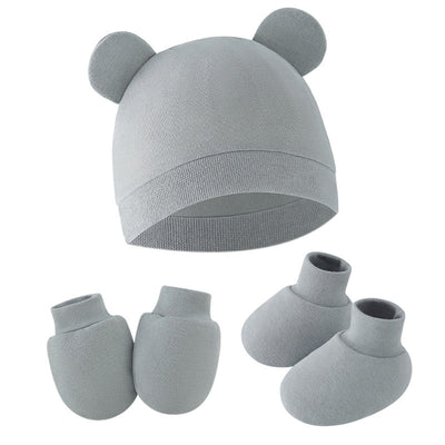 Hat Mitten Set - Gray Blue Hat Gloves Footmuffs