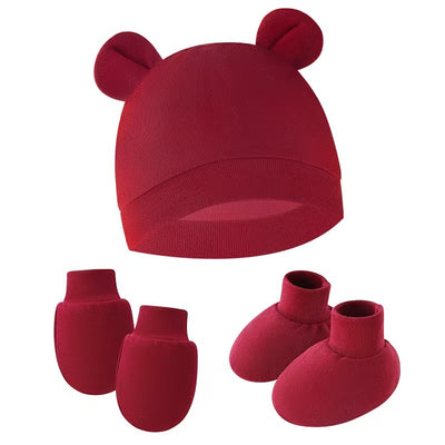 Hat Mitten Set - Burgundy Hat Gloves Footmuffs