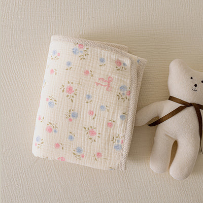 Lace Baby Blanket - Blue flowers / 100*70