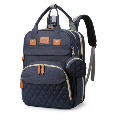 Mommy Canvas Backpack - Dark Blue Without Folding Bed
