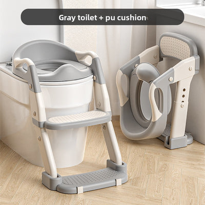 Potty Training Seat - Three-in-one gray pu cushion toilet