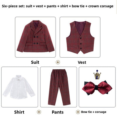 Boys Suit - Red WhiteShirt / 80cm