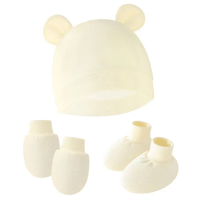 Hat Mitten Set - Light Yellow Hat Gloves Footmuffs