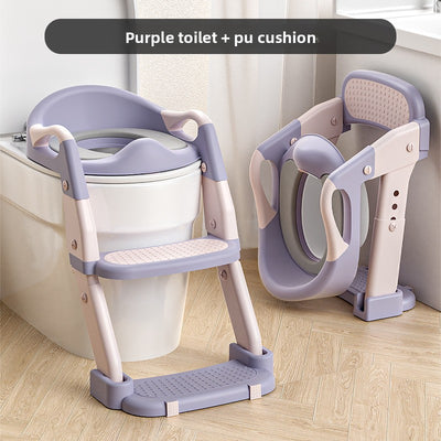 Potty Training Seat - Three-in-one purple pu cushion toilet