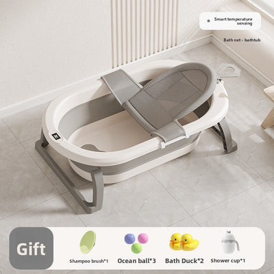 Foldable Baby Bathtub - Cream Gray Bath Net