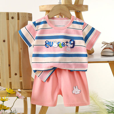 Kids Cotton Set - Pink Stripe Rabbit / 73 cm