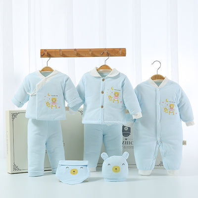 Padded Cotton Suit - Blue Bear 3pcs / 0-4 Months