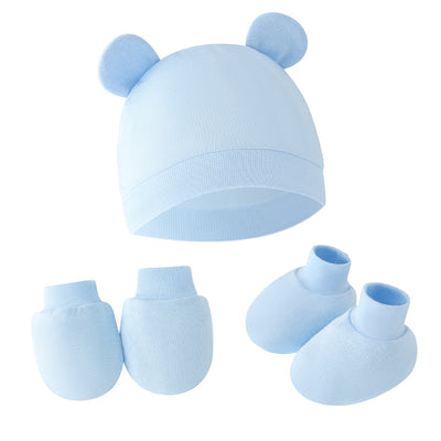 Hat Mitten Set - Light Blue Hat Gloves Foot Set