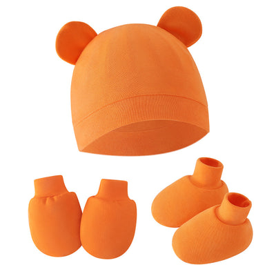 Hat Mitten Set - Orange Hat Gloves Foot Set
