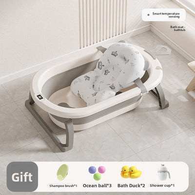 Foldable Baby Bathtub - Cream Gray Floating Mat