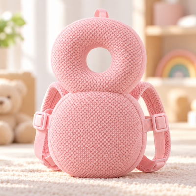 Pink disc-mesh Anti-Fall Pillow variant product photo with round breathable mesh cushion and matching straps