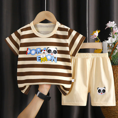 Kids Cotton Set - Brown Stripe Panda / 73 cm