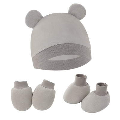 Hat Mitten Set - Silver Gray Hat Gloves Footmuffs