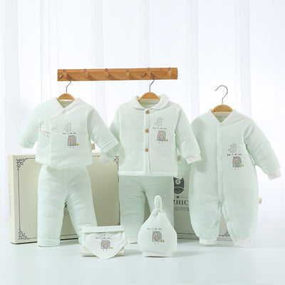 Padded Cotton Suit - Green Bird 3pcs / 0-4 Months