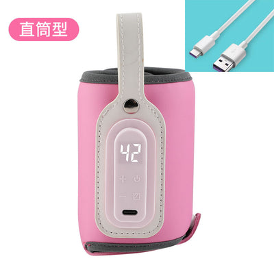 Travel Milk Warmer - Upgraded pink straight tube + TPYE-c charging line