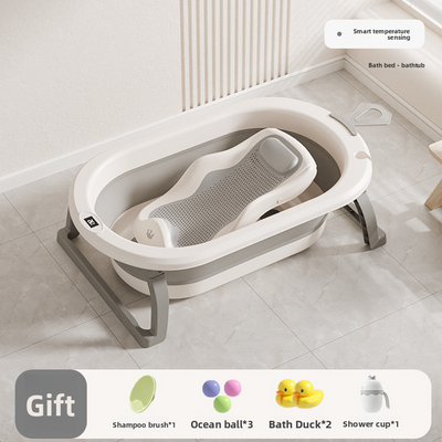 Foldable Baby Bathtub - Cream Gray Rack