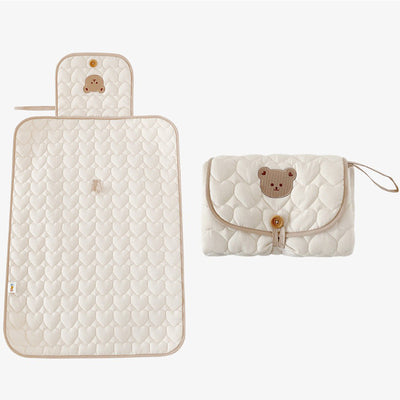 Portable Changing Pad - Heart Bear diaper pad 50*70cm / Free size