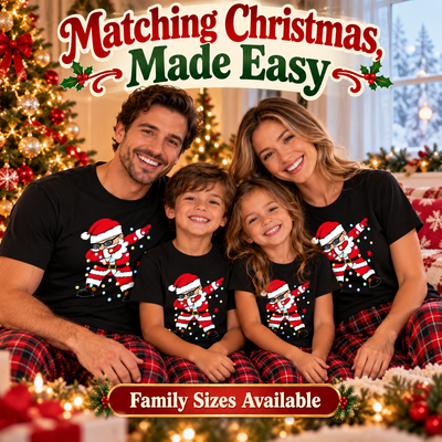 Matching Christmas, Made Easy - family in matching Santa T-shirts, family sizes available
